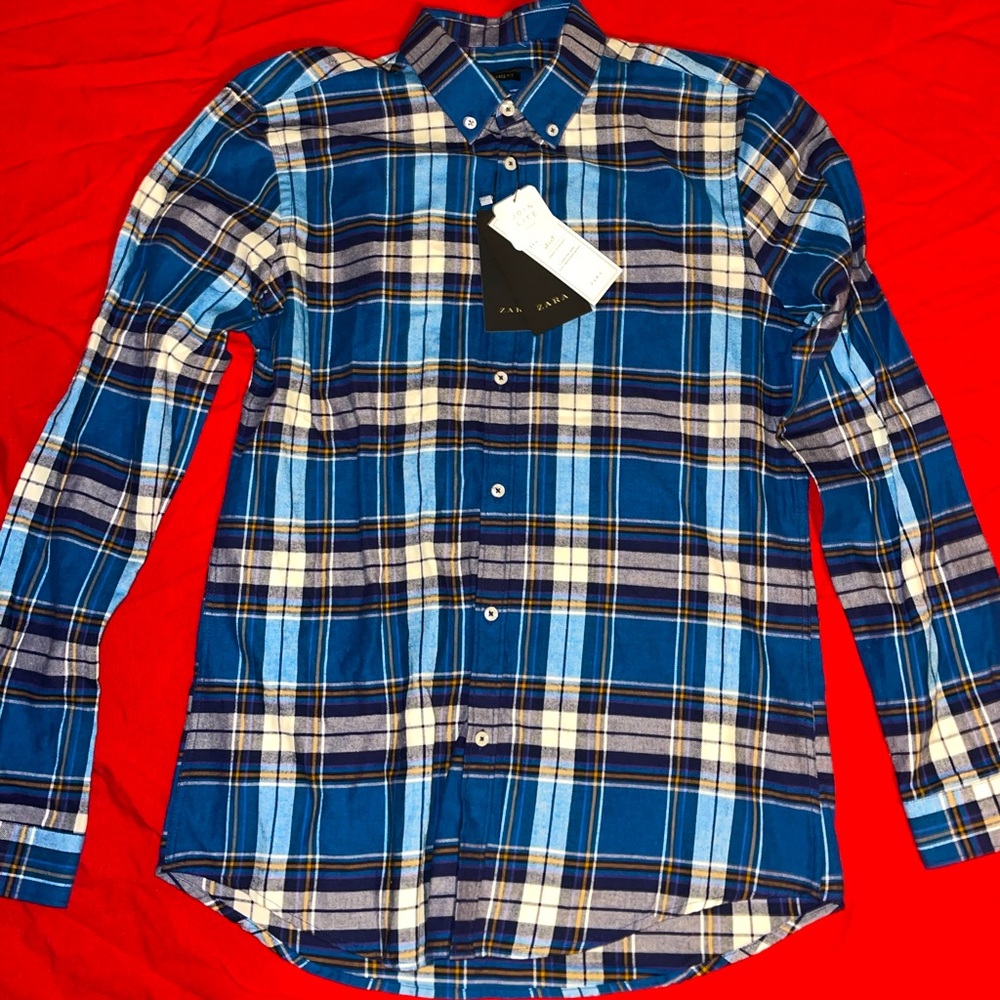 Men’s Blue Plaid Button Down.